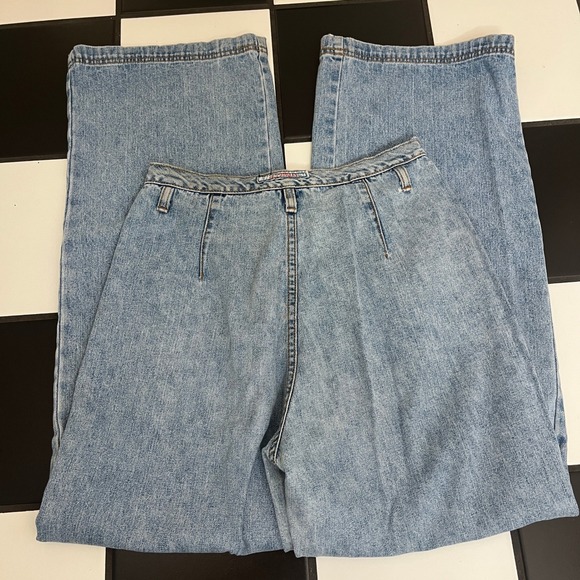 Vintage Outlaw Jeans Size 9 Light Wash High Waist Wide Leg Denim Pants - Picture 3 of 9